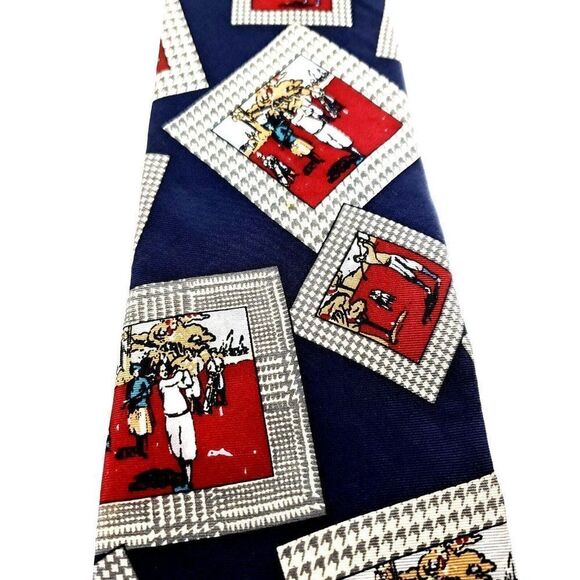 Pierre Cardin Blue Silk Tie Woven Graphic - Picture 2 of 6